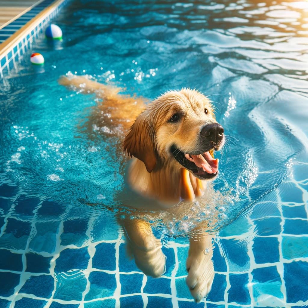 AI-generated swiming dog