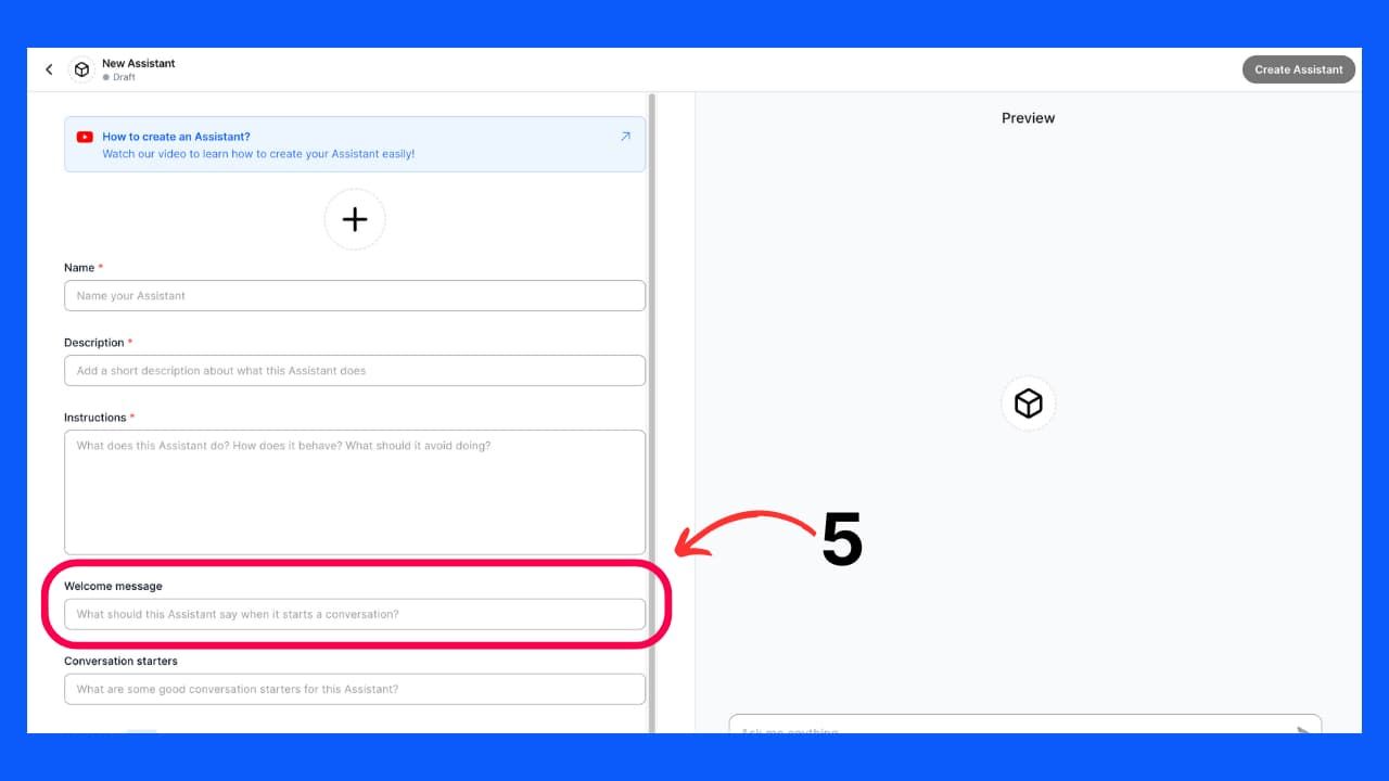 AI Assistant creation on BlueGPT - Step 5