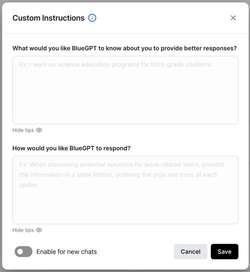 BlueGPT - AI custom instructions