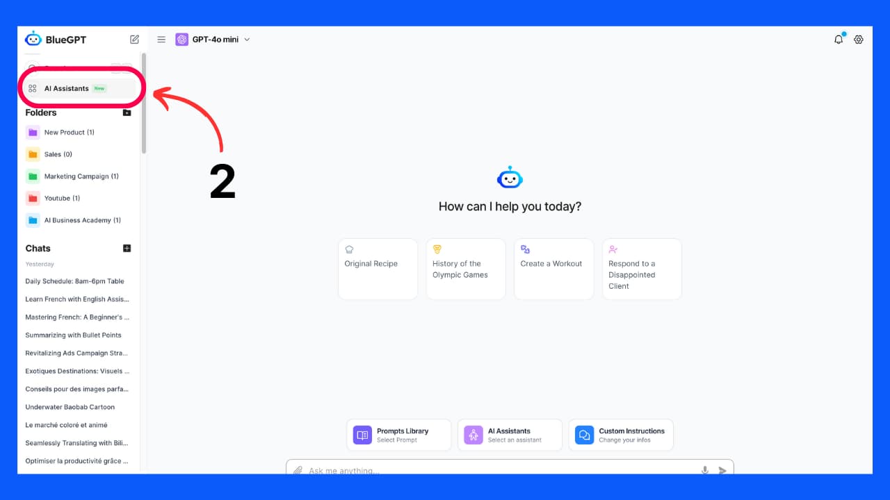 AI Agent création on BlueGPT - Step 2