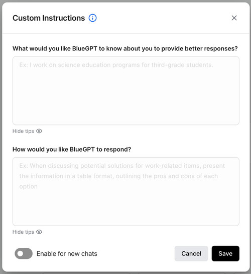 BlueGPT - AI custom instructions